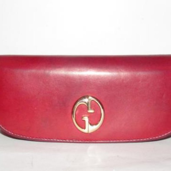 Gucci Supple Dark Red GG Leather XL Checkbook - Picture 1 of 12